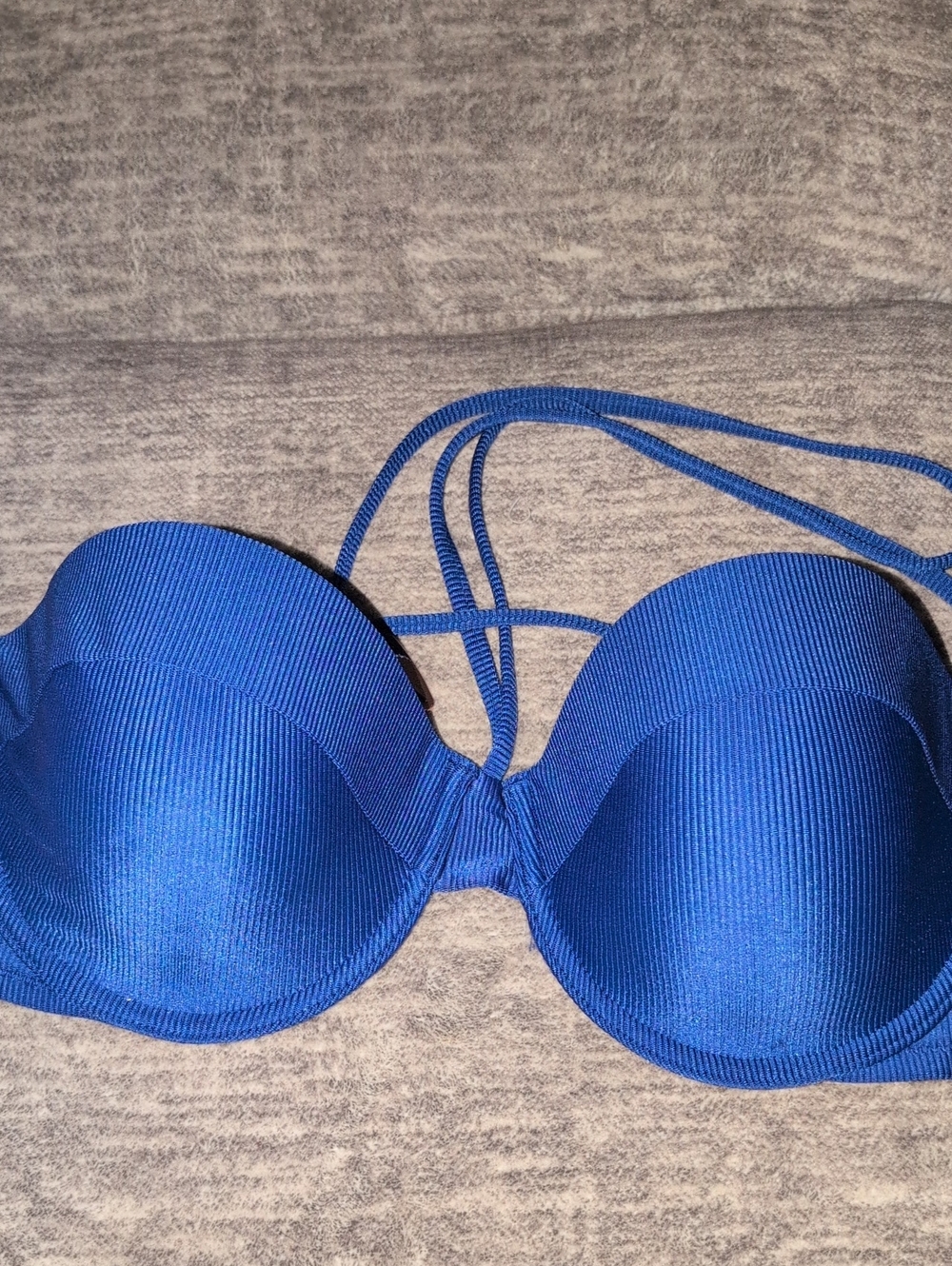 Shade & Shore Royal Blue Ribbed Halter Bikini Top